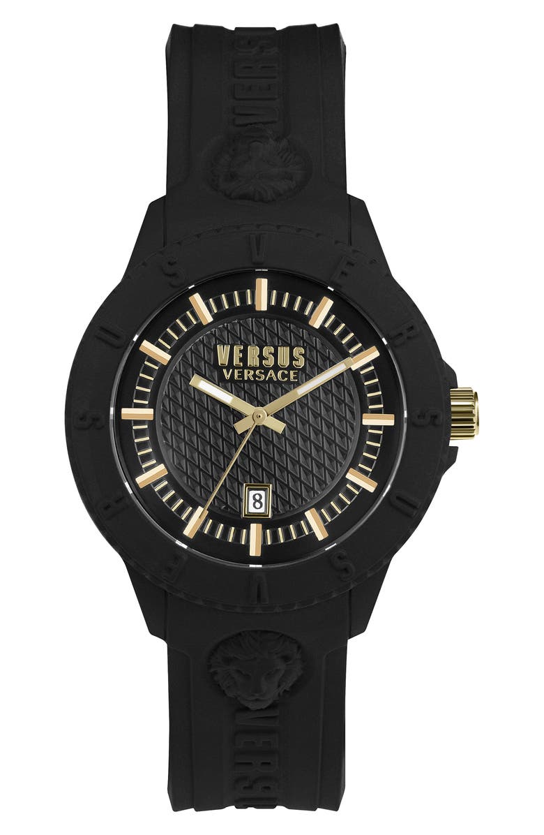 VERSUS Versace Women's Tokyo Pink Dial Silicone Strap Sport Watch, 42mm, Main, color, Black