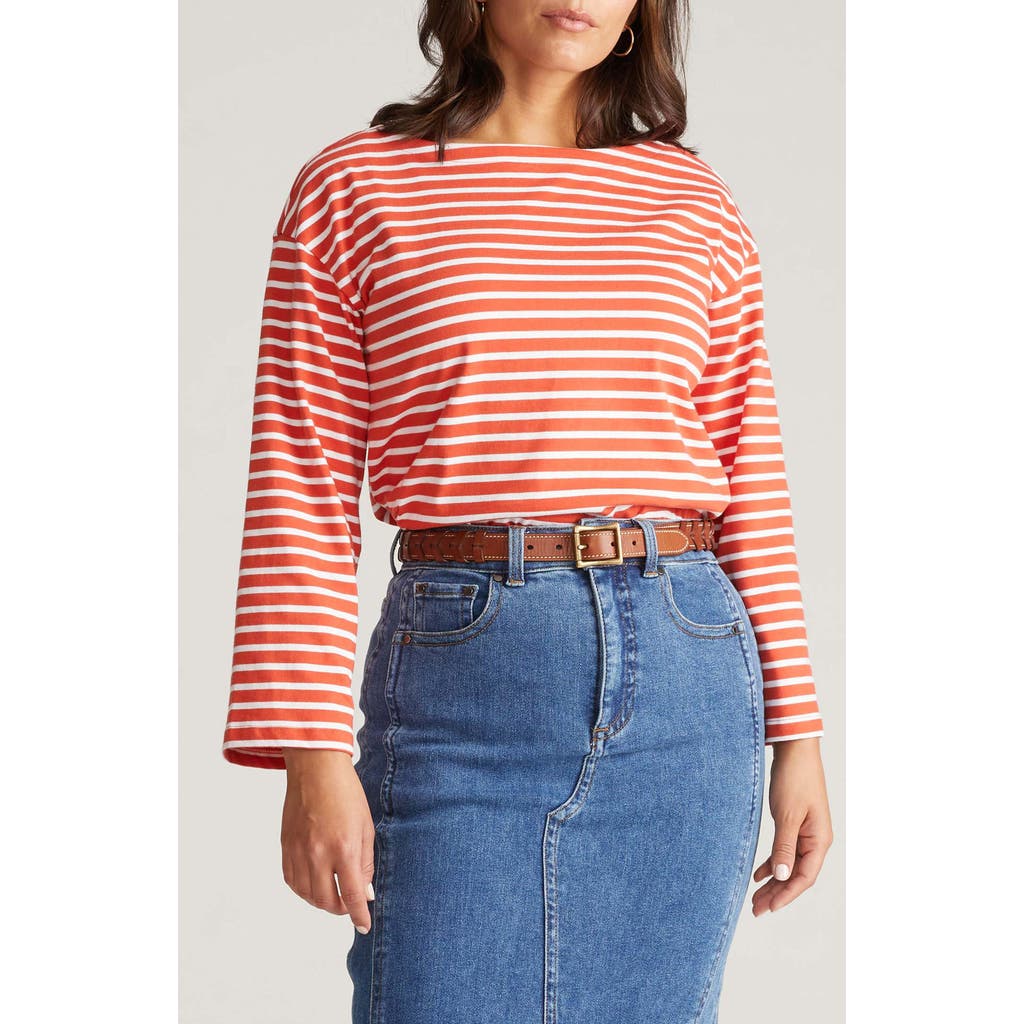 Universal Standard Montauk Breton Stripe Top In Red
