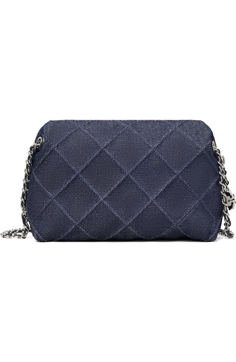 Tory Burch Fleming Denim Soft Crossbody Bag, Alternate, color, Blue