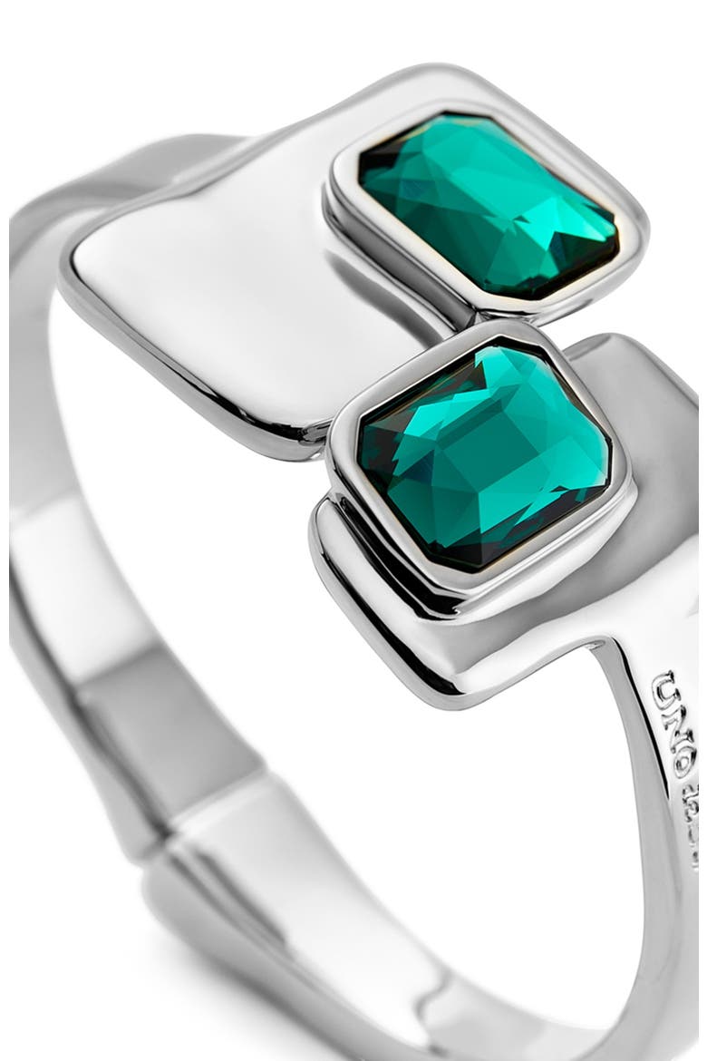 Green Crystal Bar Bangle, Alternate, color, Silver