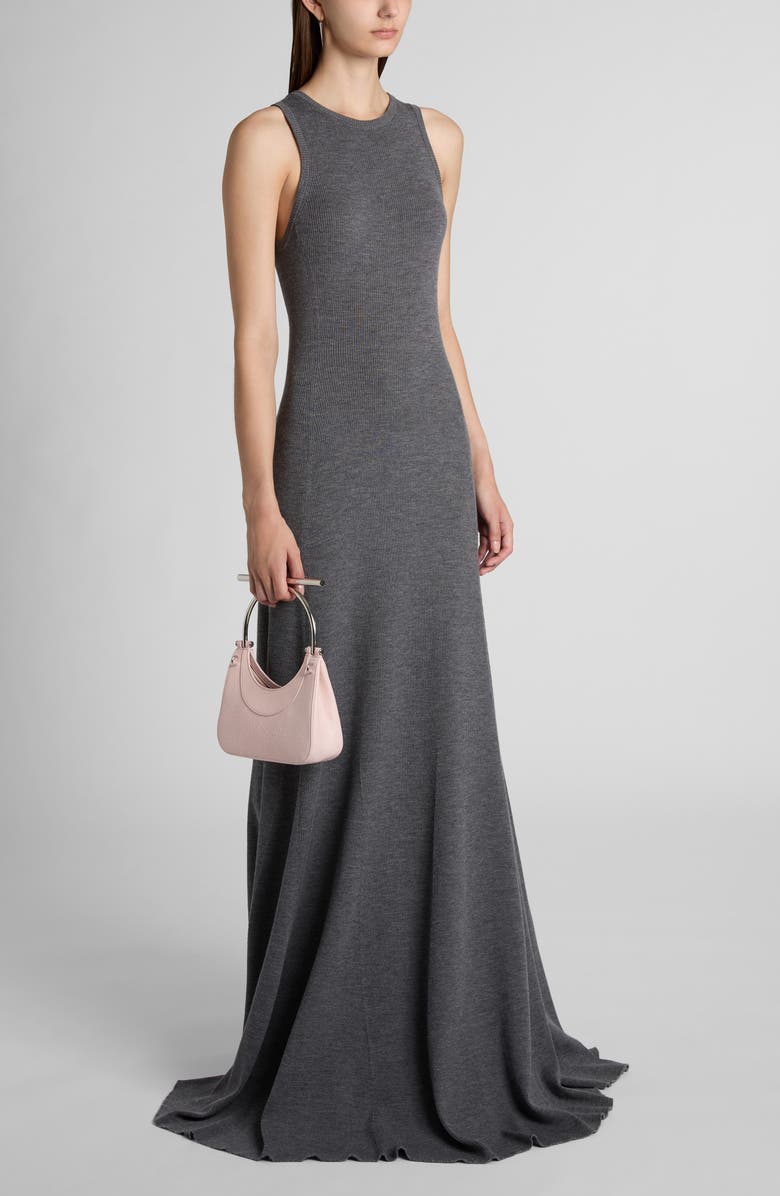 McQueen Sleeveless Wool Rib Gown, Alternate, color, Grey Melange