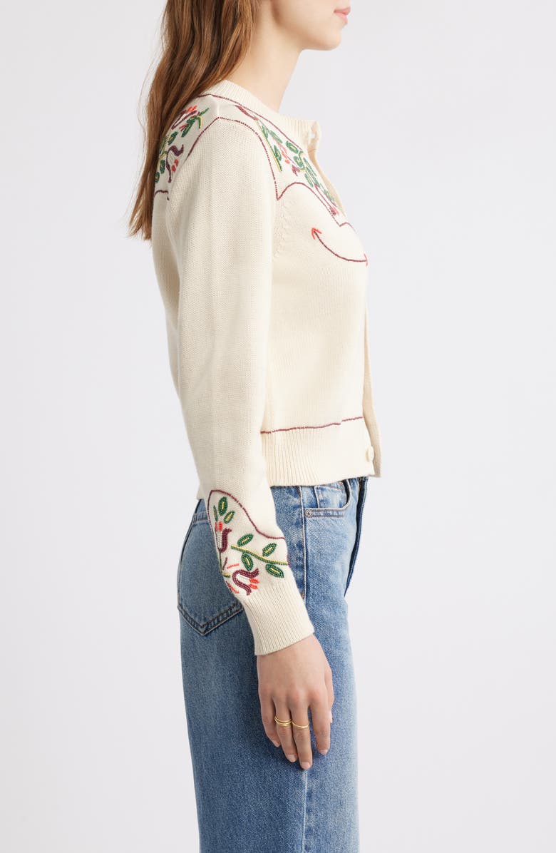 THE GREAT. The Western Beaded Cotton Cardigan, Alternate, color, 