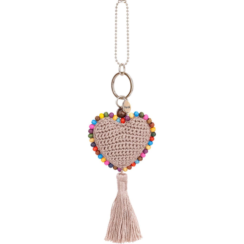 The Sak Yarnicharmz Crochet Heart Dangle In Neutral