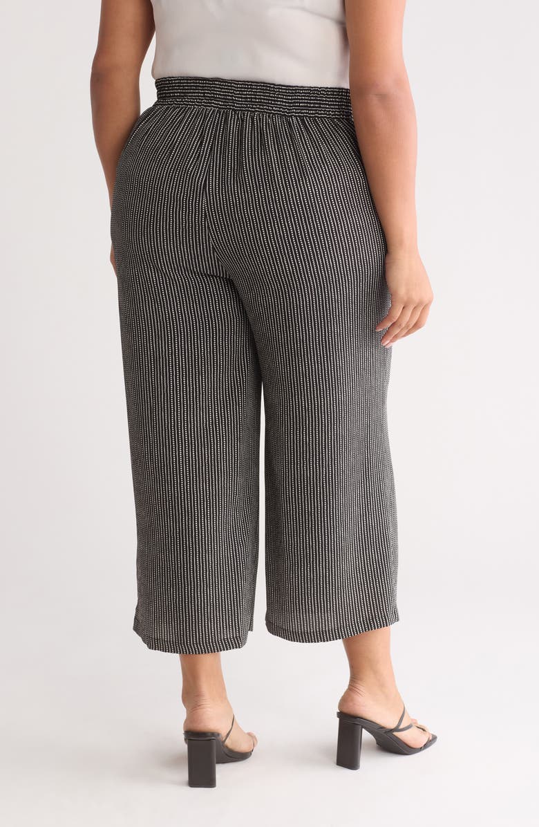 MAX STUDIO Wide Leg Crop Crepe Pants, Alternate, color, Black Cream Stripe