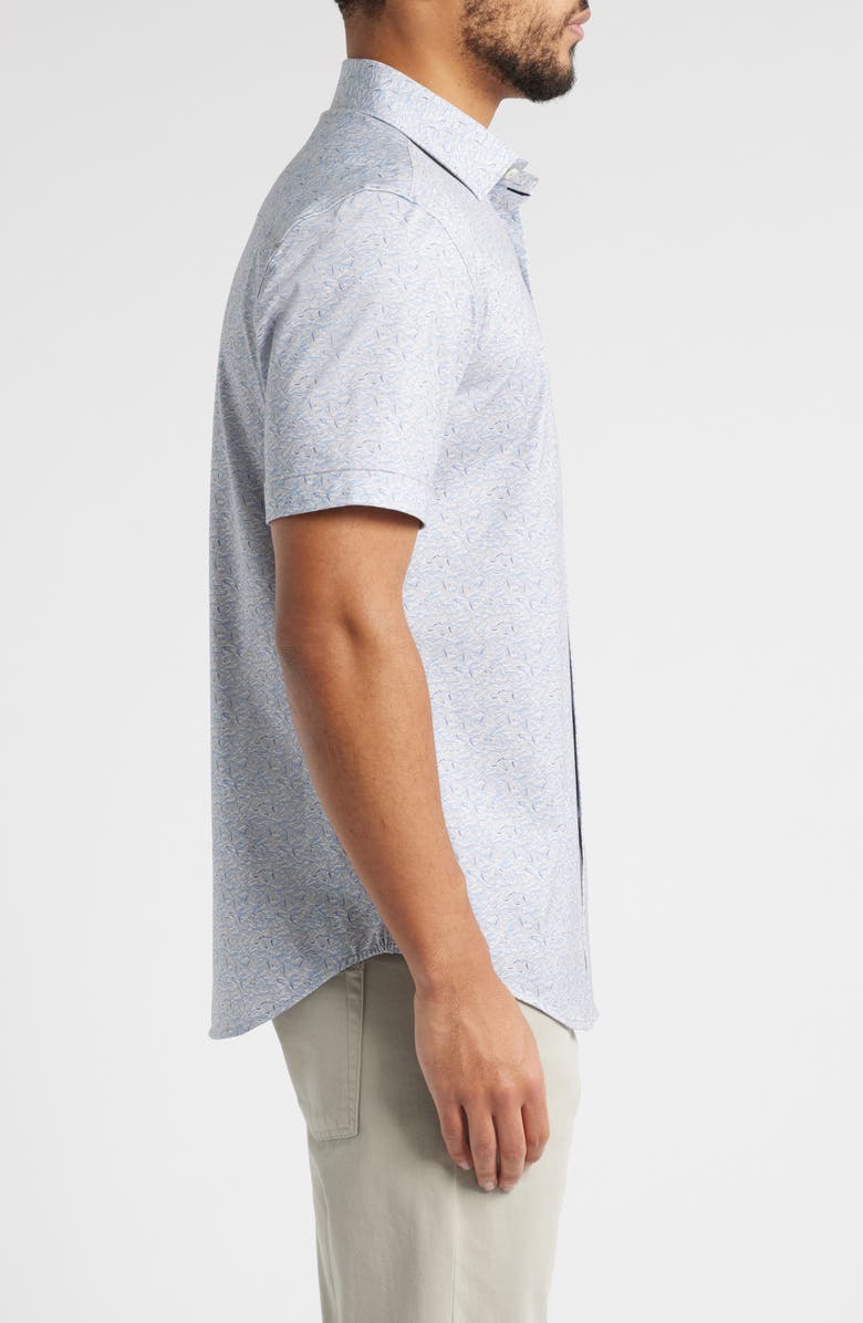 Bugatchi Miles OoohCotton<sup>®</sup> Abstract Print Short Sleeve Button-Up Shirt, Alternate, color, Sand