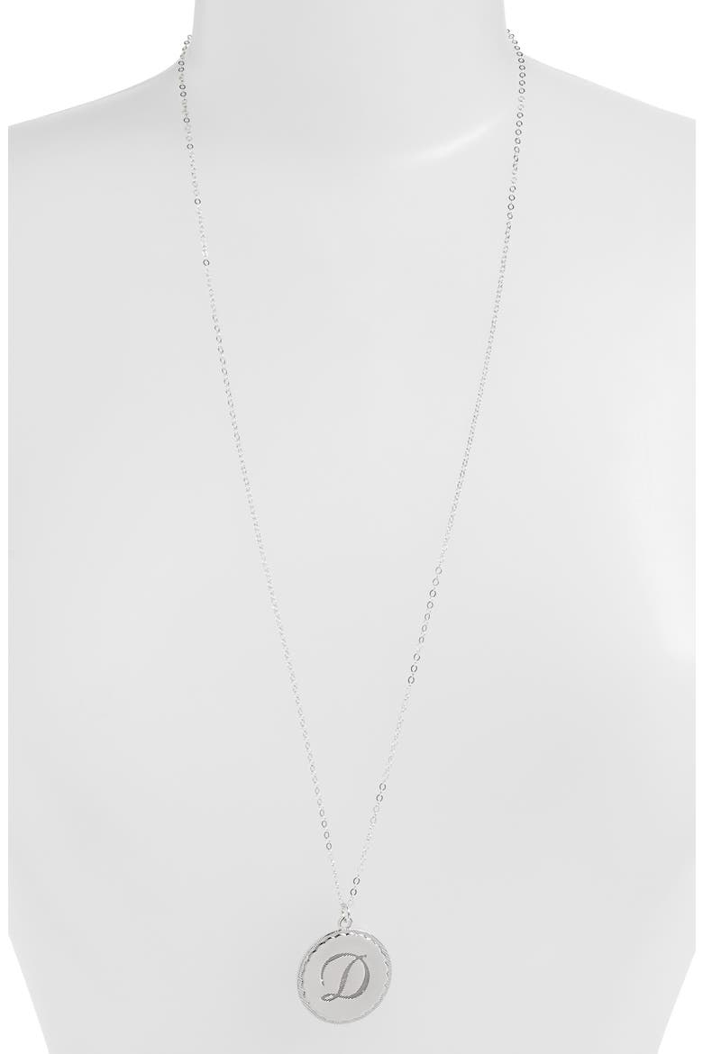 'Dalton' Long Initial Pendant Necklace, Alternate, color, SILVER- D