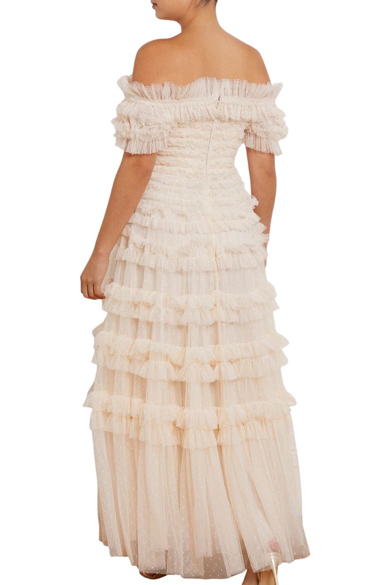 Lisette Ruffle Off Shoulder Gown, Alternate, color, Champagne