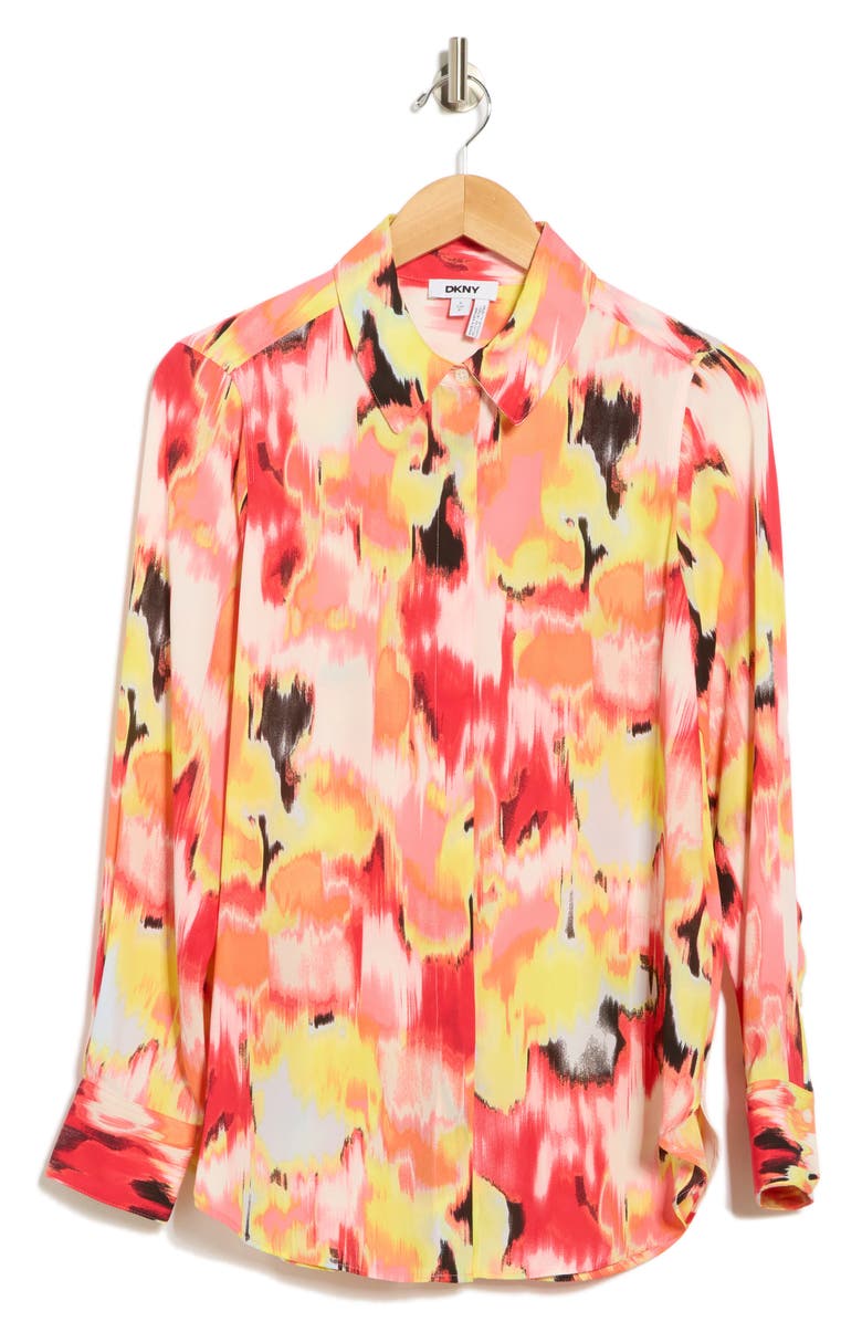 DKNY Georgette Long Sleeve Top, Alternate, color,