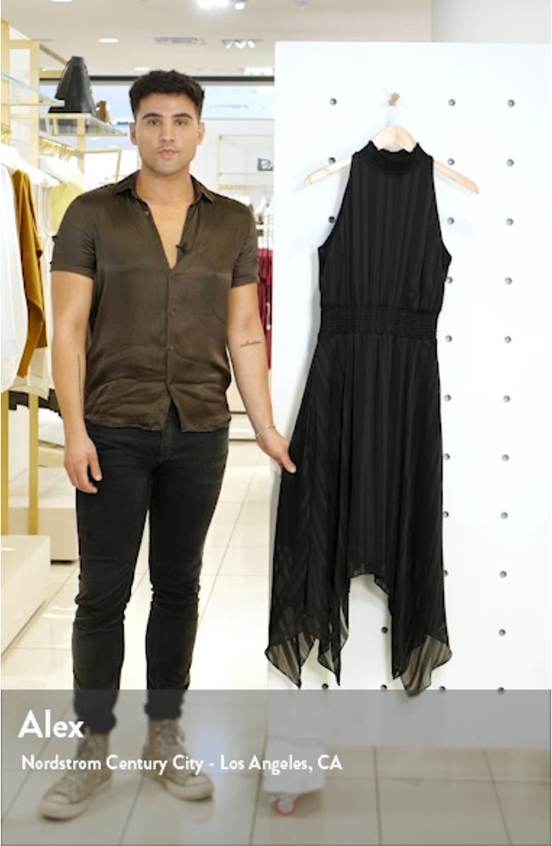 Tonal Stripe Shark Bite Hem Halter Dress, sales video thumbnail