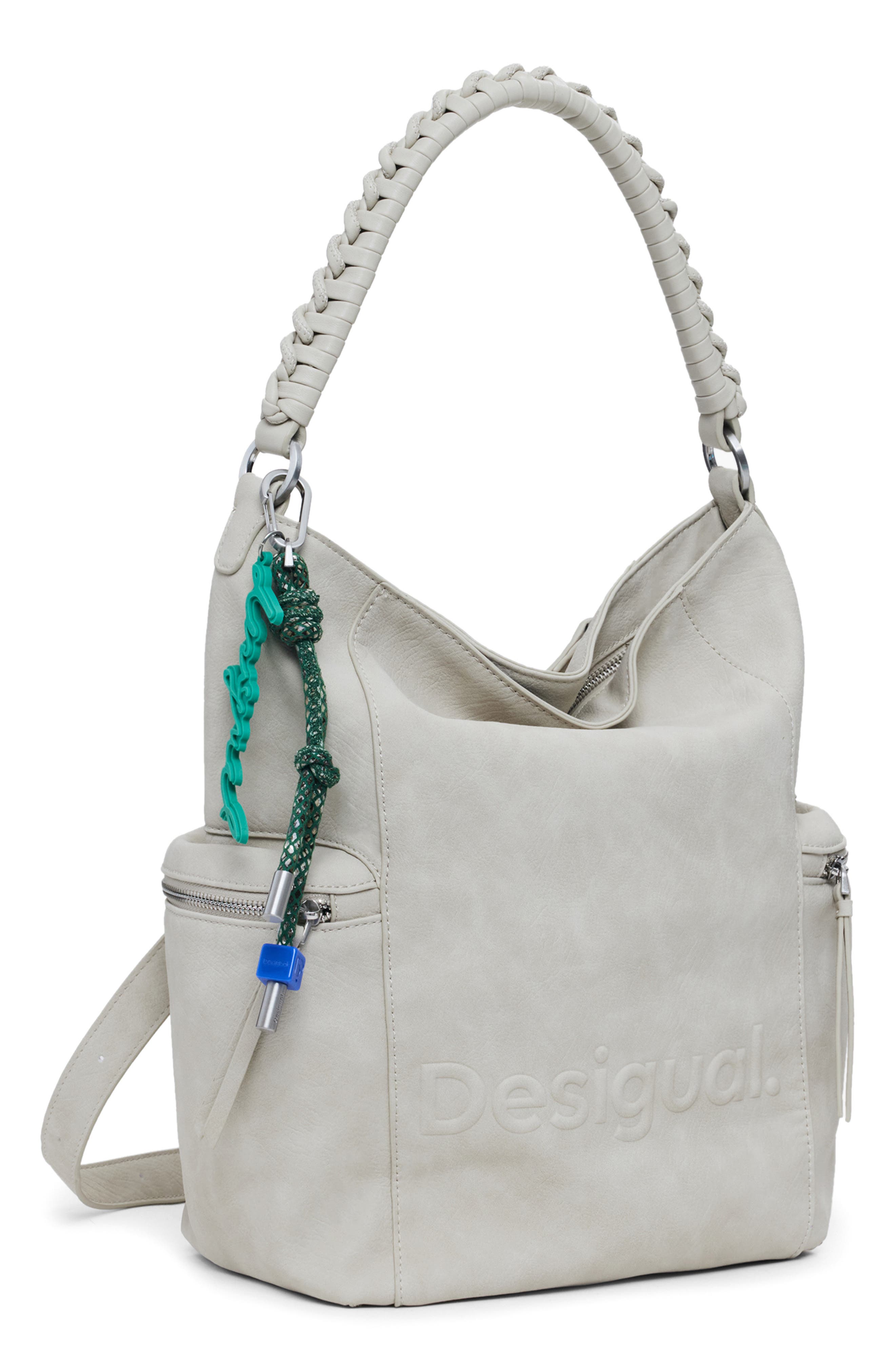 Desigual Big Faux Leather Backpack, Alternate, color, Light Gray