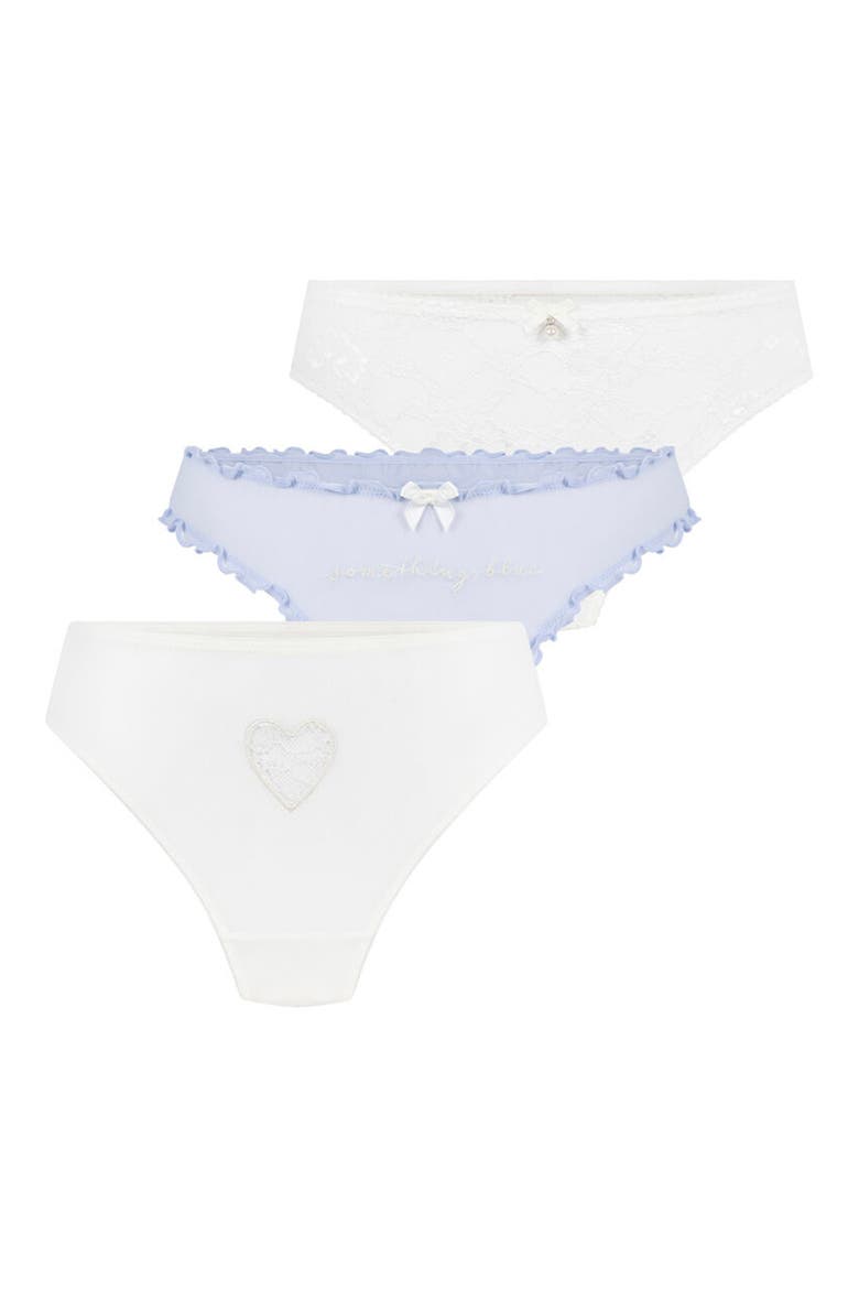 3-Pack Assorted Bridal Lace Thongs, Main, color, SNOW WHITE