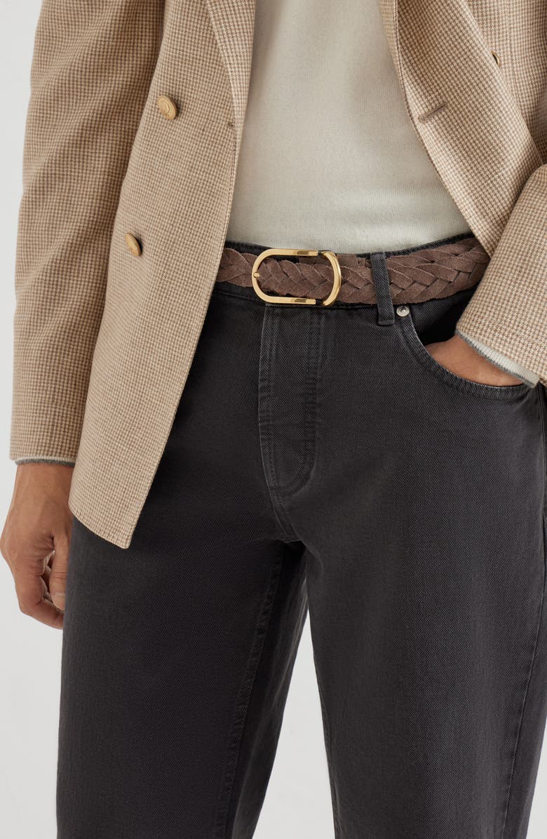 Brunello Cucinelli Garment-dyed denim trousers, Alternate, color, Anthracite