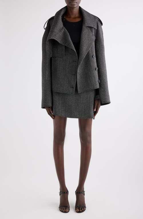 Courrèges Oblique Caviar Wool Coat In Gray