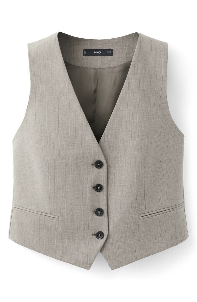 MANGO Pinstripe Vest, Alternate, color, Grey