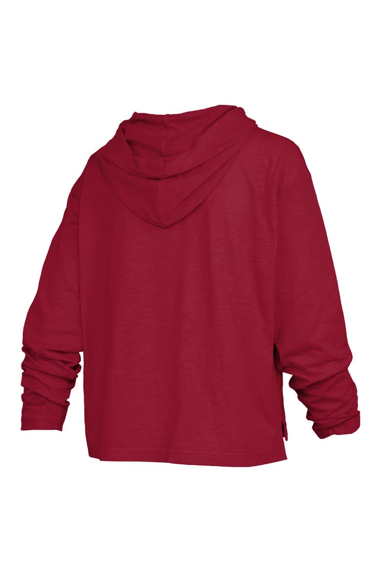 Women's Pressbox  Crimson Indiana Hoosiers Castillo Slub Waist Length Long Sleeve Hooded T-Shirt, Alternate, color, Crimson