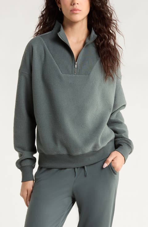Cozy Mock Neck Quarter Zip Sweatshirt