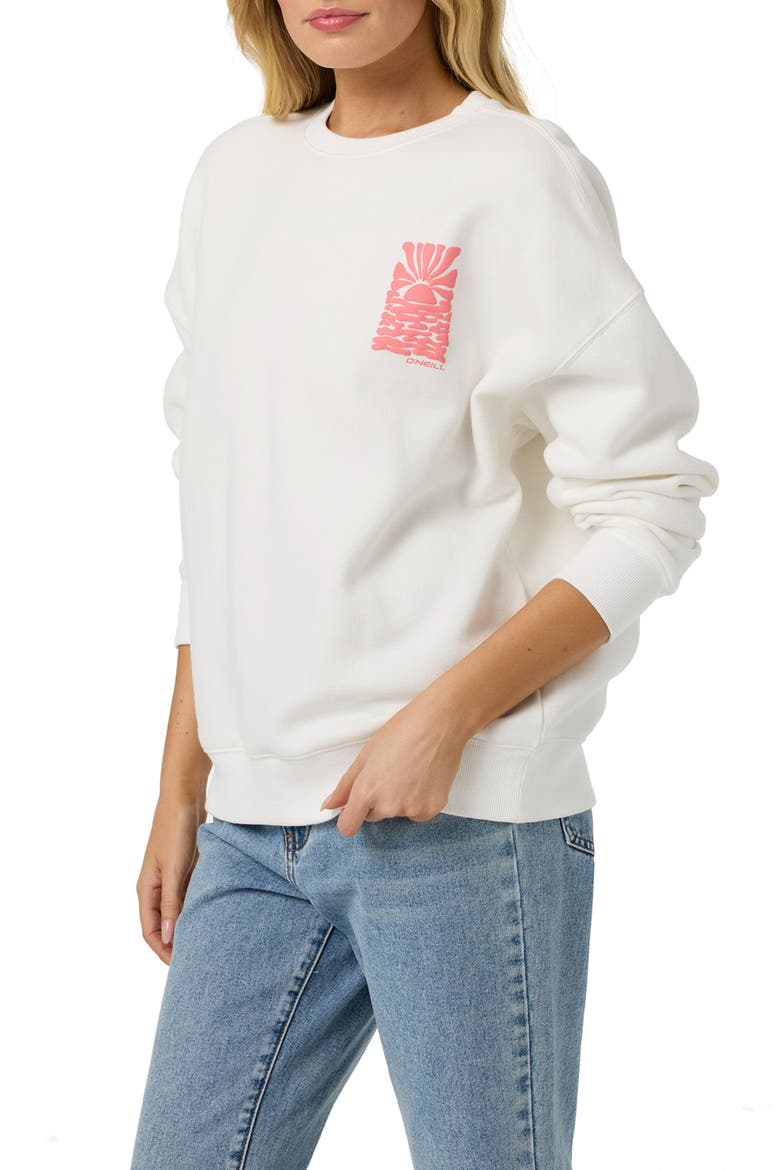 Reflect Oversize Fleece Graphic Sweatshirt, Alternate, color, WHITE