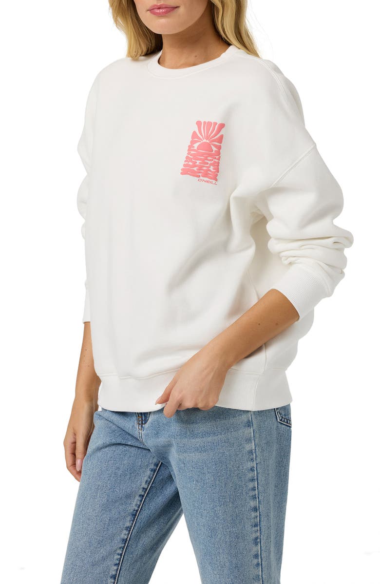 O'Neill Reflect Oversize Fleece Graphic Sweatshirt, Alternate, color, White