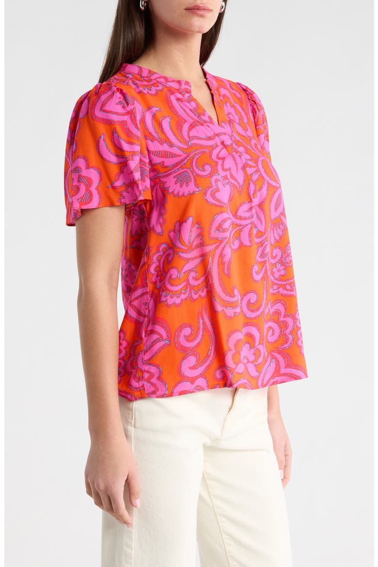 Marinda Floral Mivie Top, Alternate, color, ORANGE-FUCHSIA