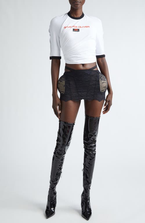 Jean Paul Gaultier Padded Lace Miniskirt In Black