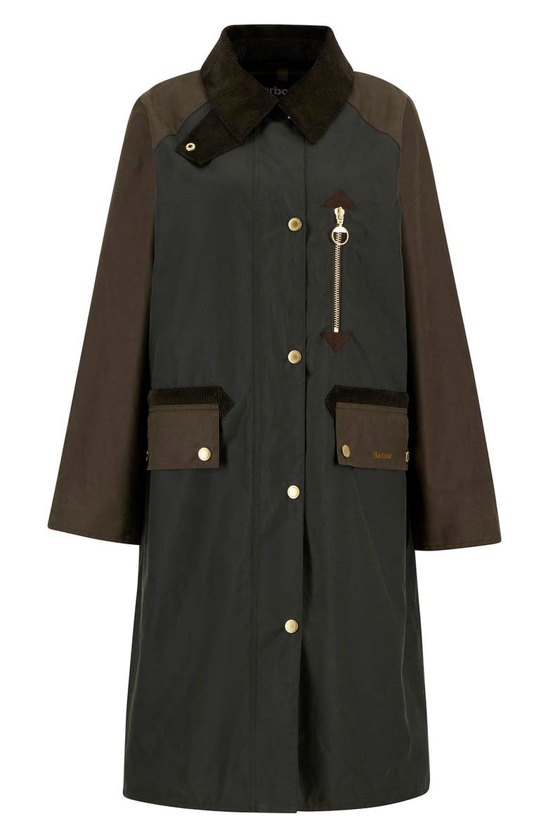 Barbour Evette Water Repellent Waxed Car Coat, Alternate, color, Fern/Beech/Ancient Tartan