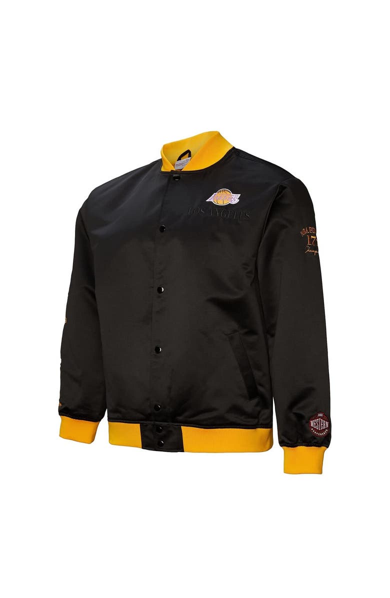 Mitchell & Ness Men's Mitchell & Ness Black Los Angeles Lakers Hardwood Classics Team OG 3.0 Lightweight Satin Full-Snap Jacket, Alternate, color, Black