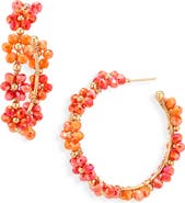 Cara Beaded Flower Hoop Earrings