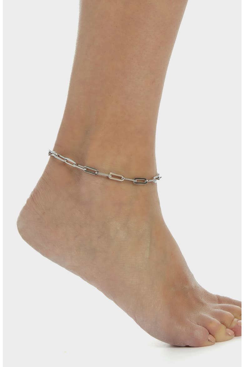 Paper Clip Chain Anklet, Alternate, color, SILVER
