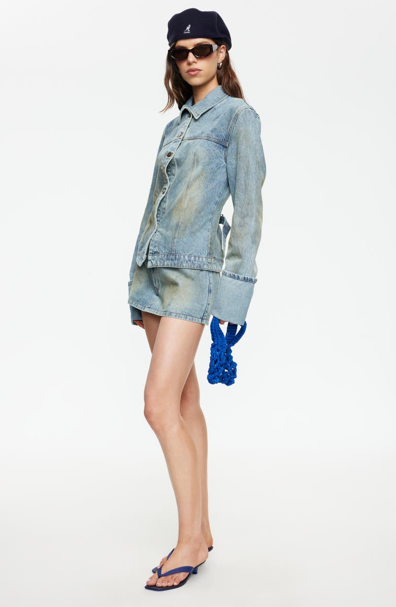 LIONESS Rhode Denim Miniskirt, Alternate, color, Stone Blue
