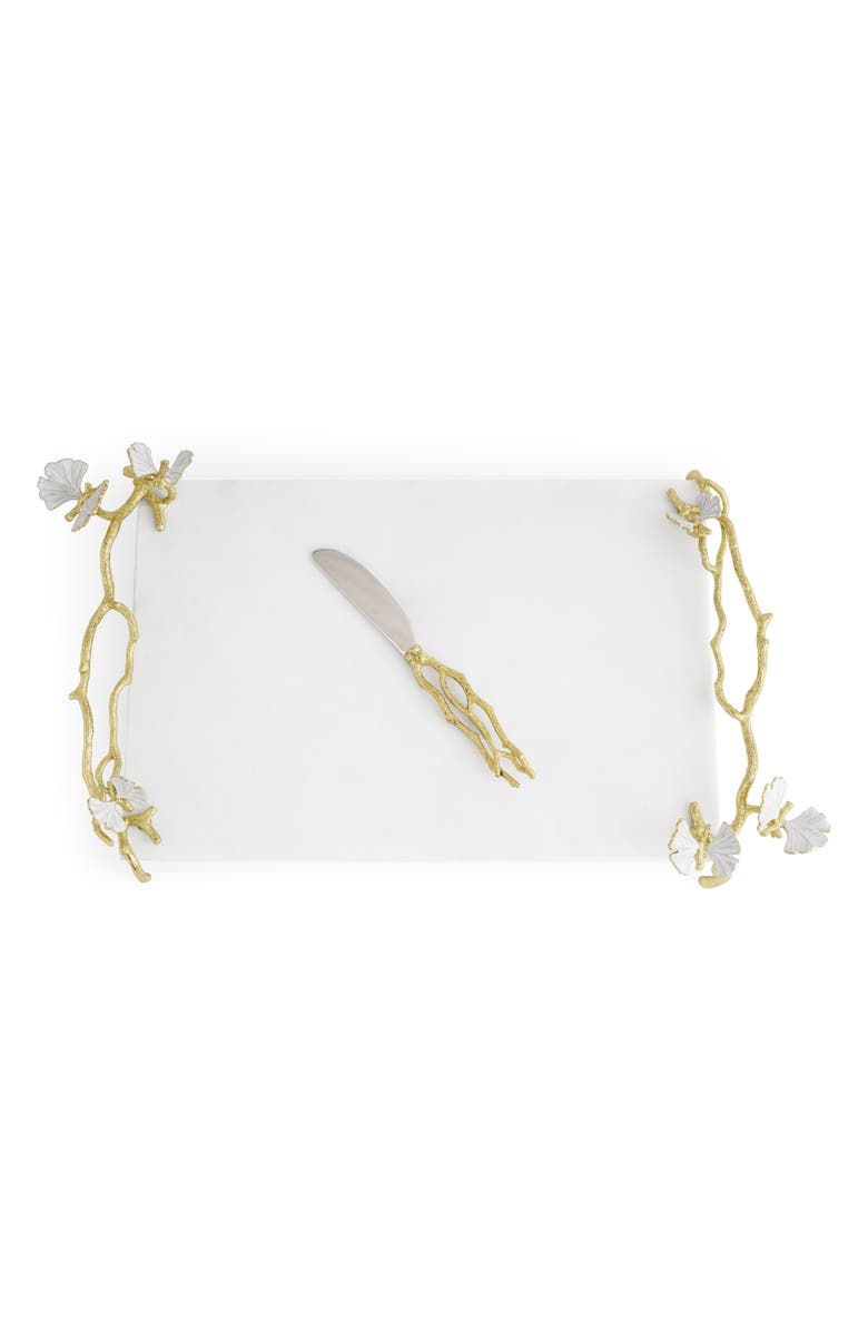 Michael Aram Butterfly Ginkgo Cheese Board & Spreader Set, Alternate, color, Gold/ White