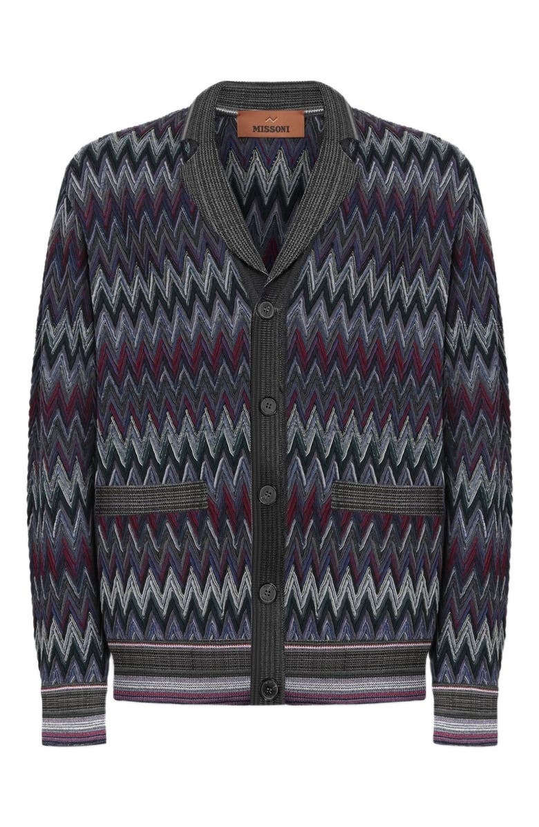 Missoni Zigzag Cardigan In Pure Wool, Alternate, color, Multicoloured