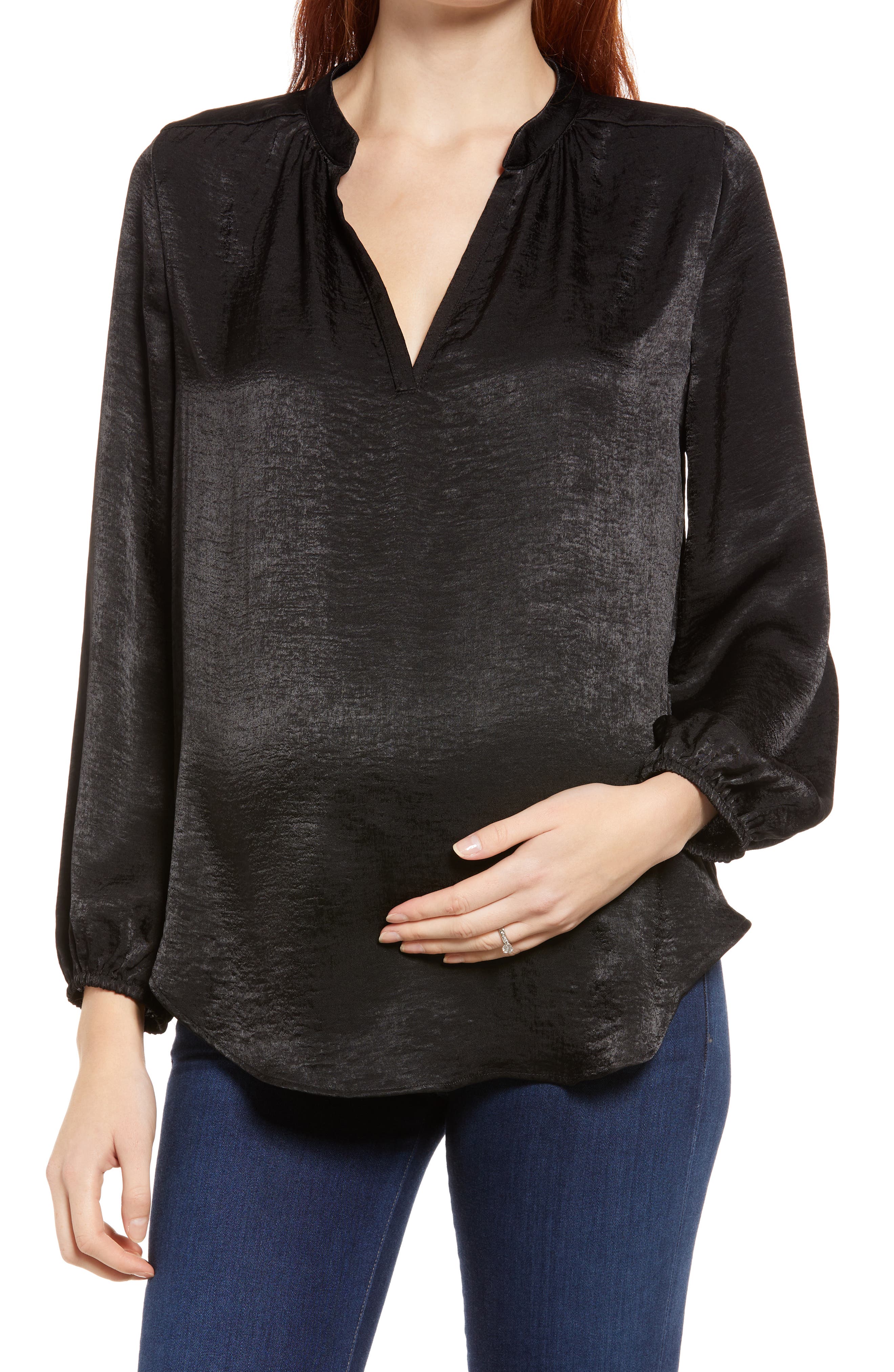 Mandarin Collar Maternity Blouse