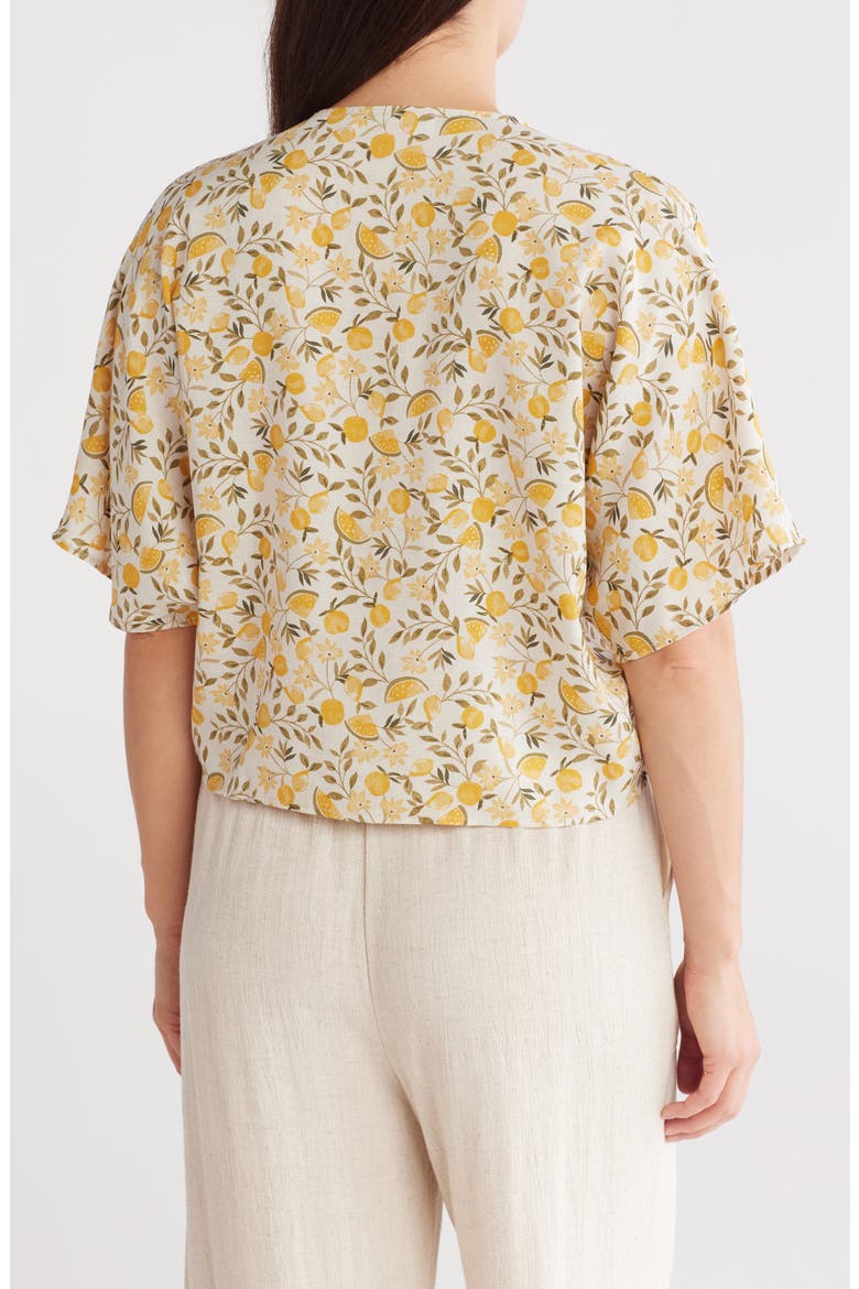 Lemon Print Tie Front Top, Alternate, color, TAUPE