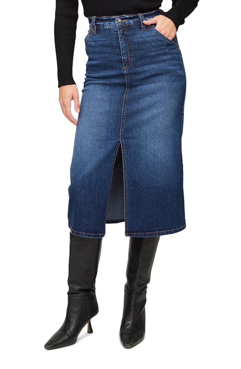 Karen Kane Denim Midi Skirt, Alternate, color, Denim