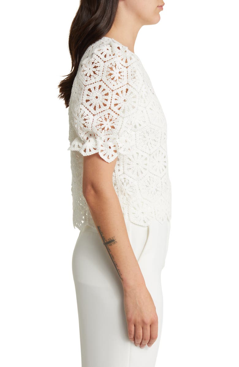 Ted Baker London Ambya Puff Sleeve Sheer Knit Top, Alternate, color, 