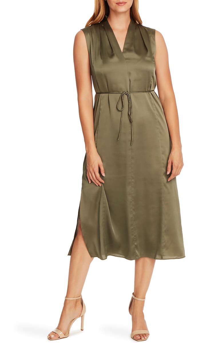 Vince Camuto Sleeveless Satin Charmeuse Midi Dress, Main, color, 