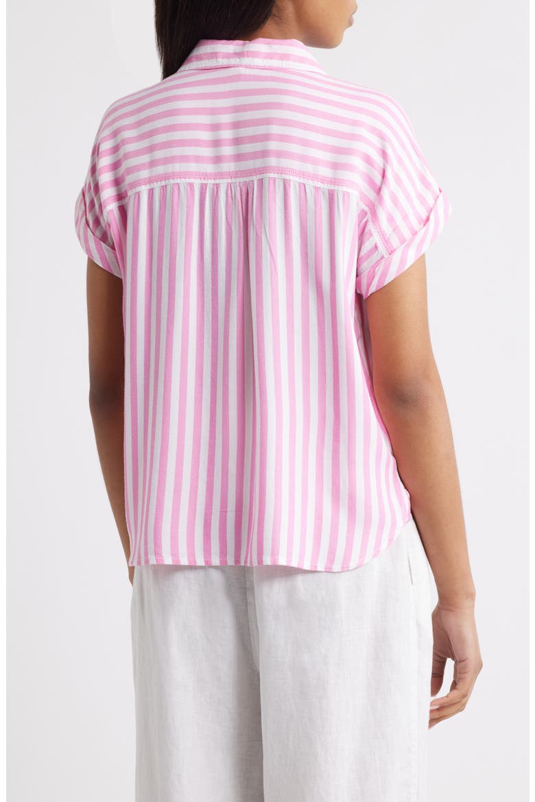 Daria Stripe Short Sleeve Button-Up Shirt, Alternate, color, SPRING TULIP