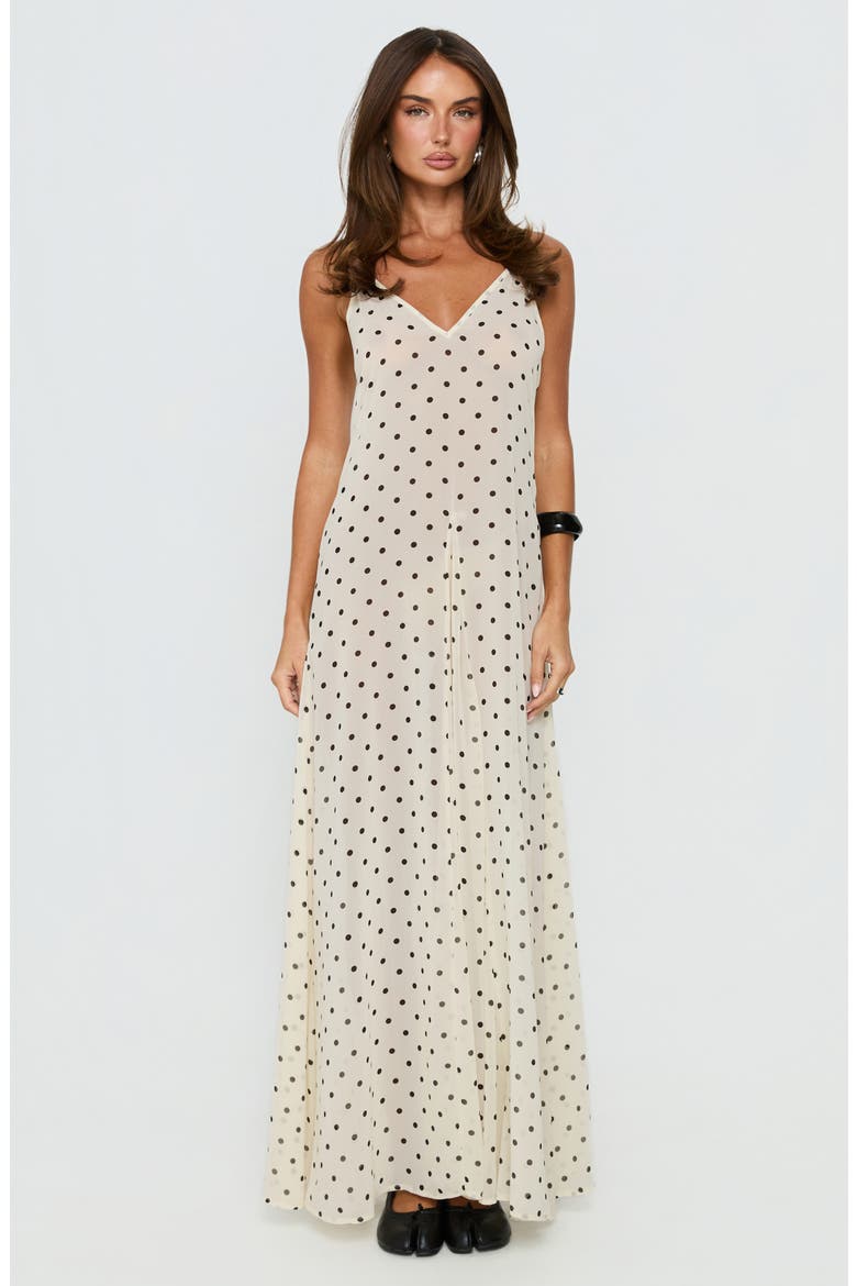 Loulah Polka Dot Chiffon Maxi Dress, Alternate, color, CREAM POLKA DOT