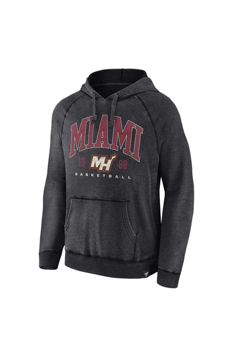 FANATICS Men's Fanatics Heather Charcoal Miami Heat Foul Trouble Snow Wash Raglan Pullover Hoodie, Alternate, color, Heather Charcoal
