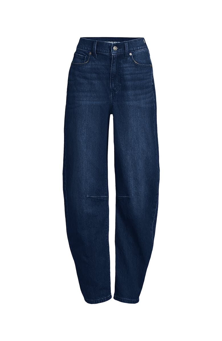 Lands' End Soft Denim Relaxed Barrel Leg Ankle Jeans, Alternate, color, Dark Indigo Blue Wash