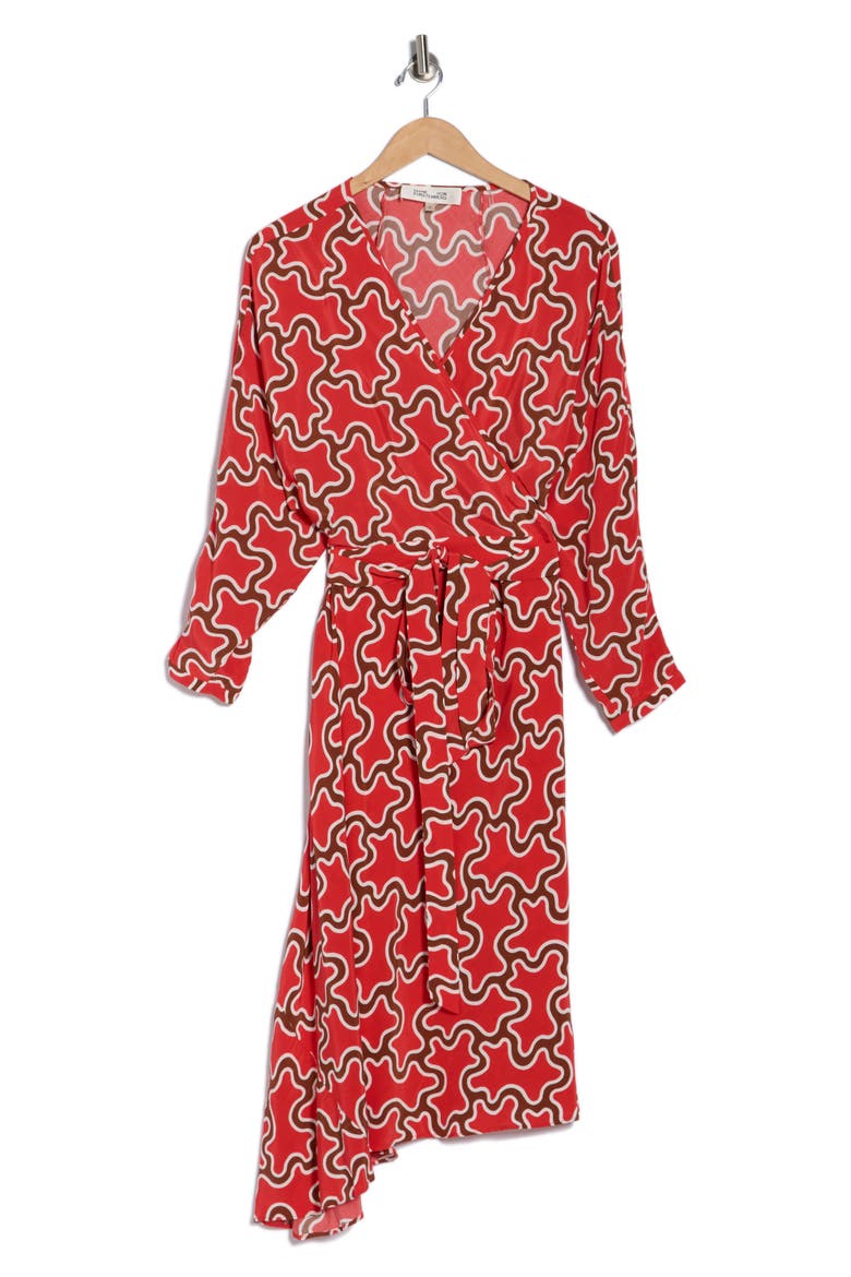 Eliose Asymmetric Wrap Dress, Alternate, color, CLOUD PATCH RED