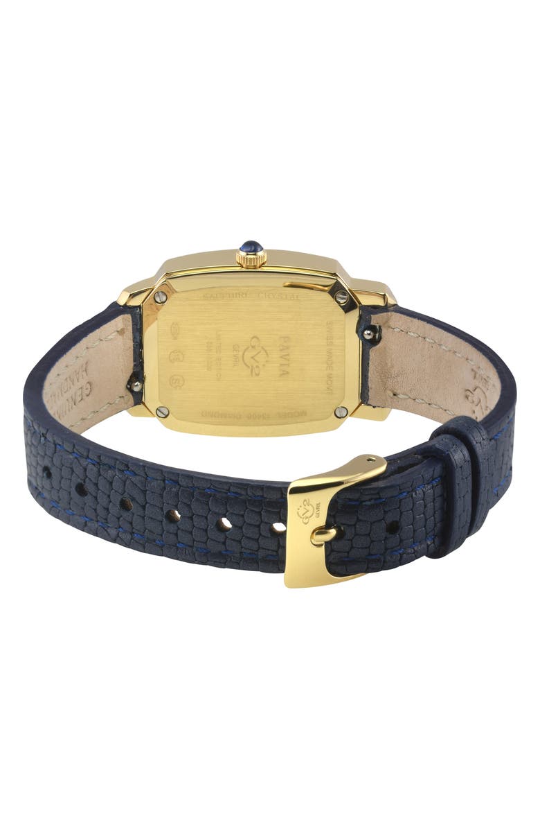 GV2 Pavia Diamond Leather Strap Watch, 25mm x 29mm, Alternate, color, Blue/ Mother Of Pearl