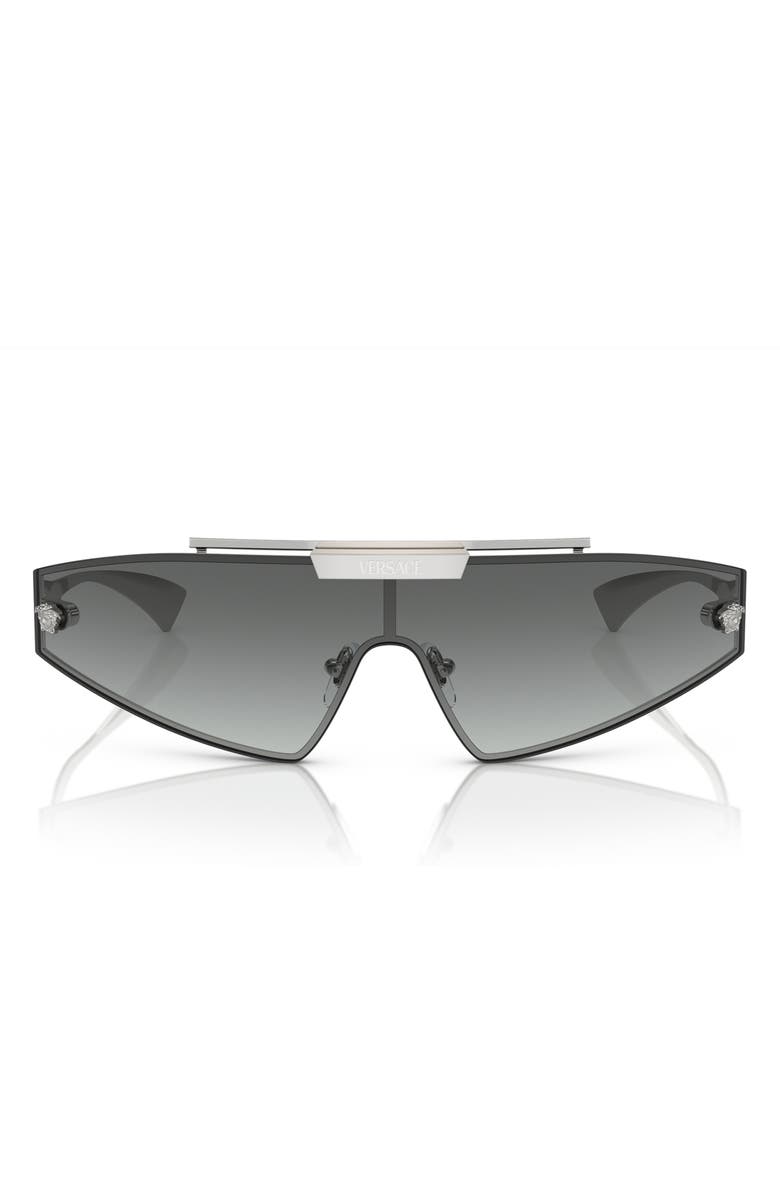 Versace Medusa Horizon 144mm Shield Sunglasses, Main, color, Silver