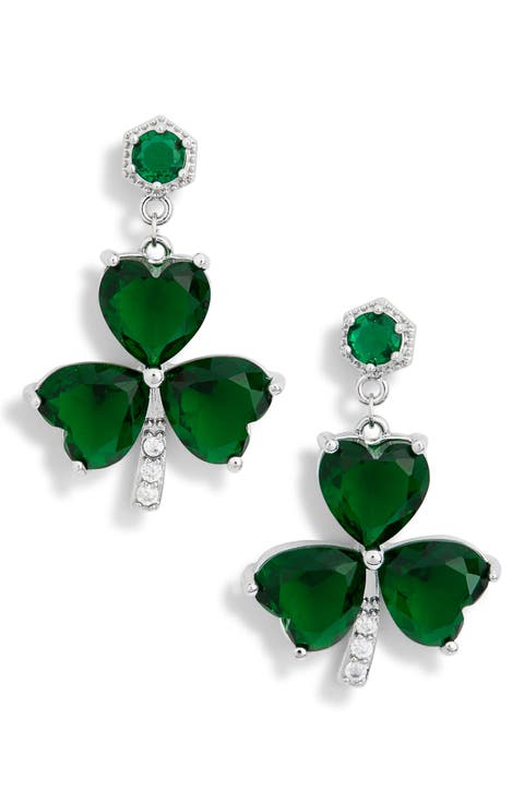 Johanna Cubic Zirconia Shamrock Drop Earrings
