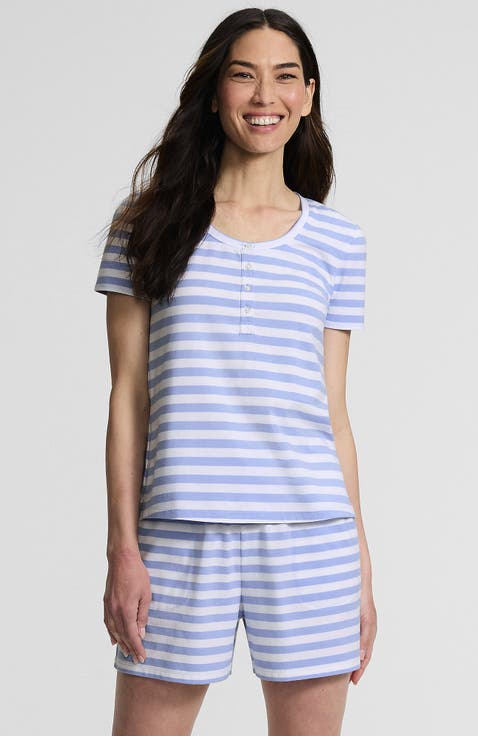 Knit 2 Piece Pajama Set - Short Sleeve Top and Shorts