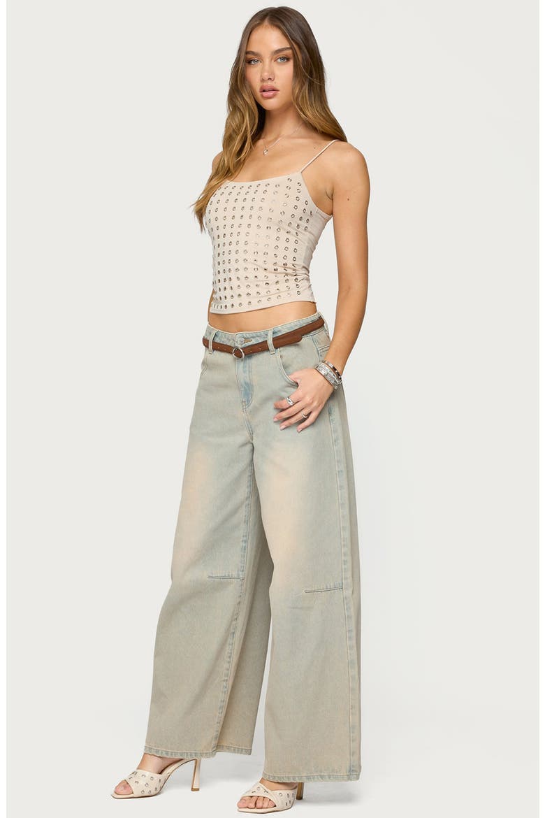 Vallie Grommet Crop Camisole, Alternate, color, BEIGE