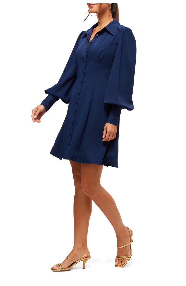 Trina Turk Lanea A line Puff Sleeve Shirt Dress, Alternate, color, Ink