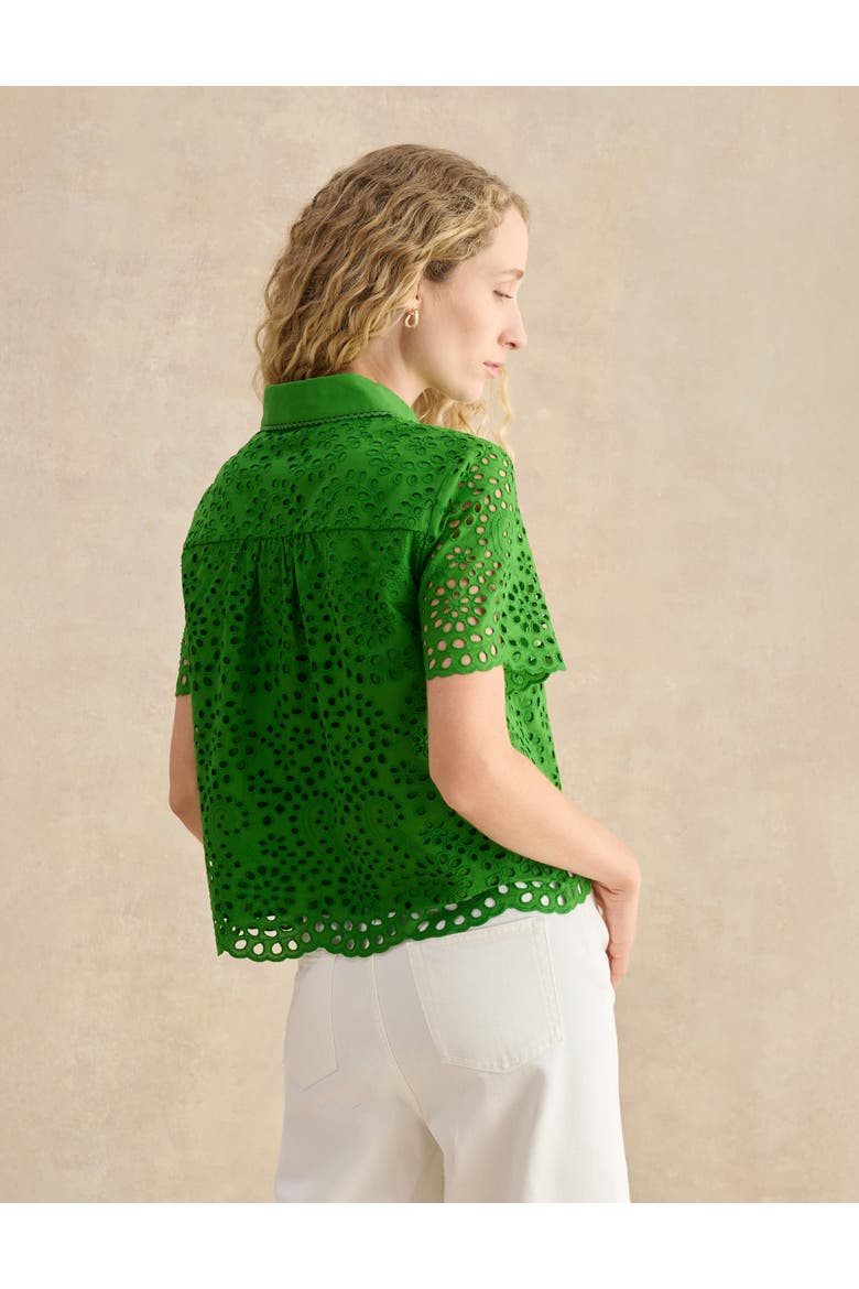 Caroline Short Sleeve Loose Fit Shirt, Alternate, color, Emerald Green