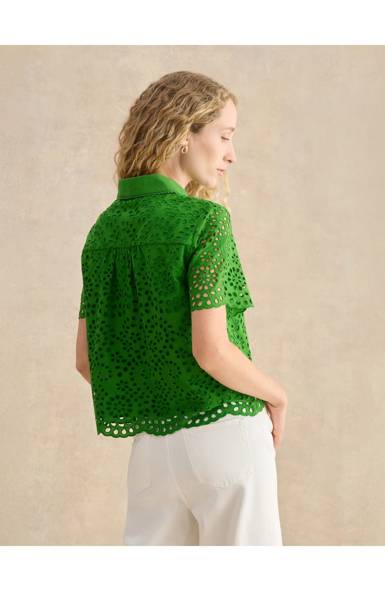 HOBBS LONDON Caroline Short Sleeve Loose Fit Shirt, Alternate, color, Emerald Green