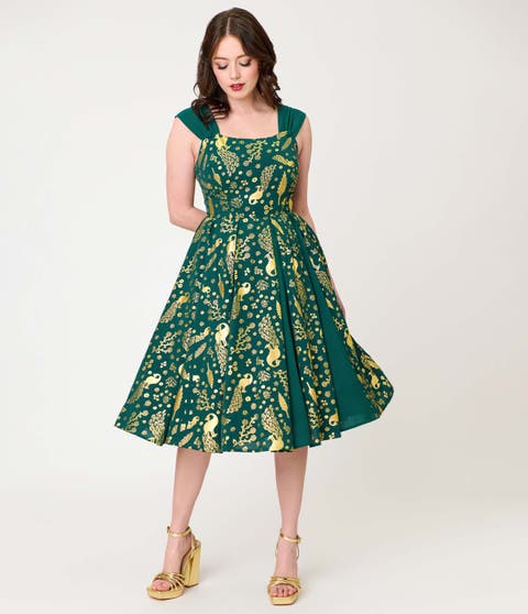 Square Neck Sleeveless Godet Swing Dress